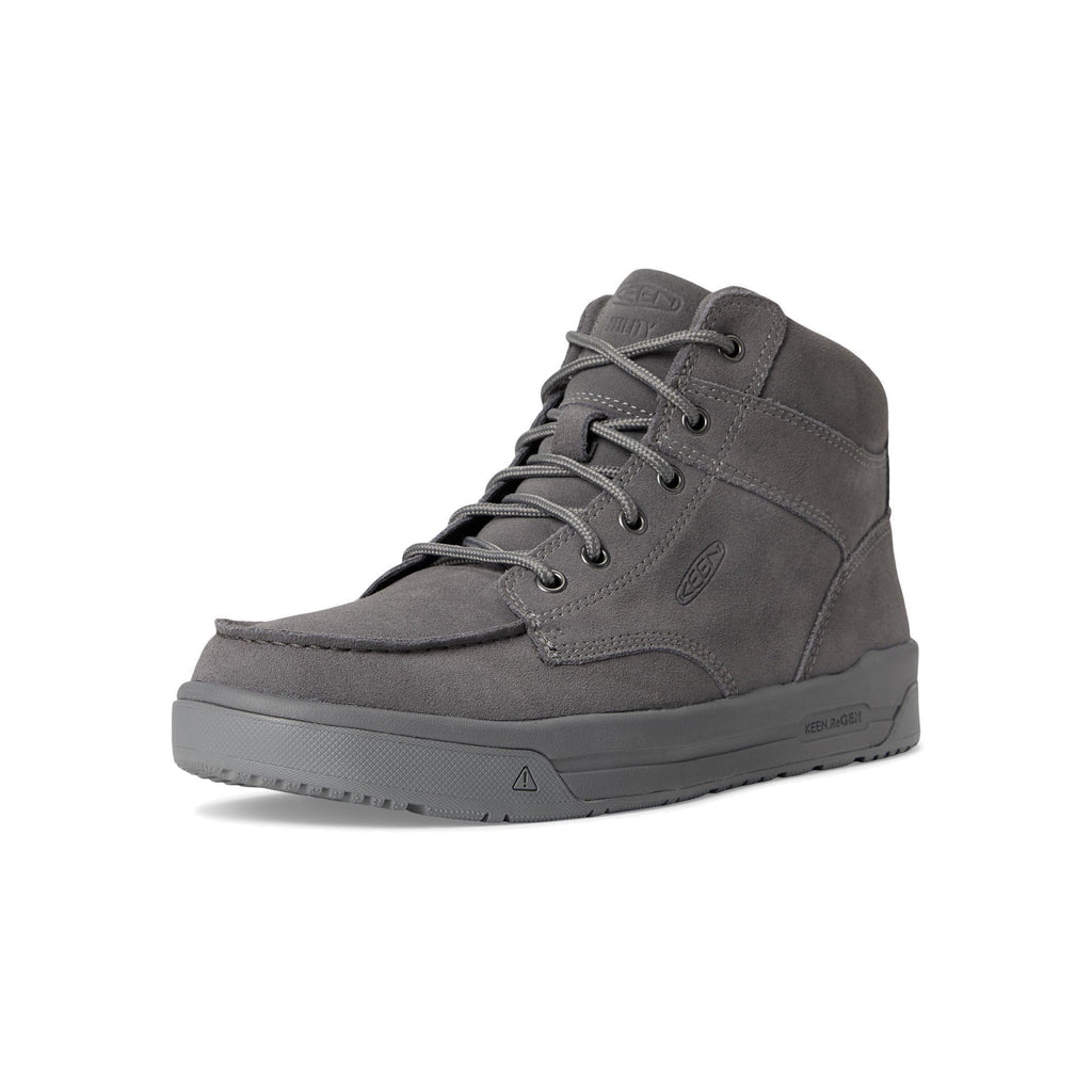 KEEN Utility Men's Gibson Mid Height Soft Toe Athletic Traction Durable Leather - Steel Grey/Steel Grey