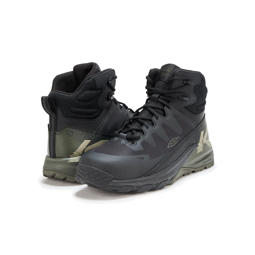 KEEN Utility Targhee Blur Waterproof Work Boots (Carbon Toe) - Forest Night/Black