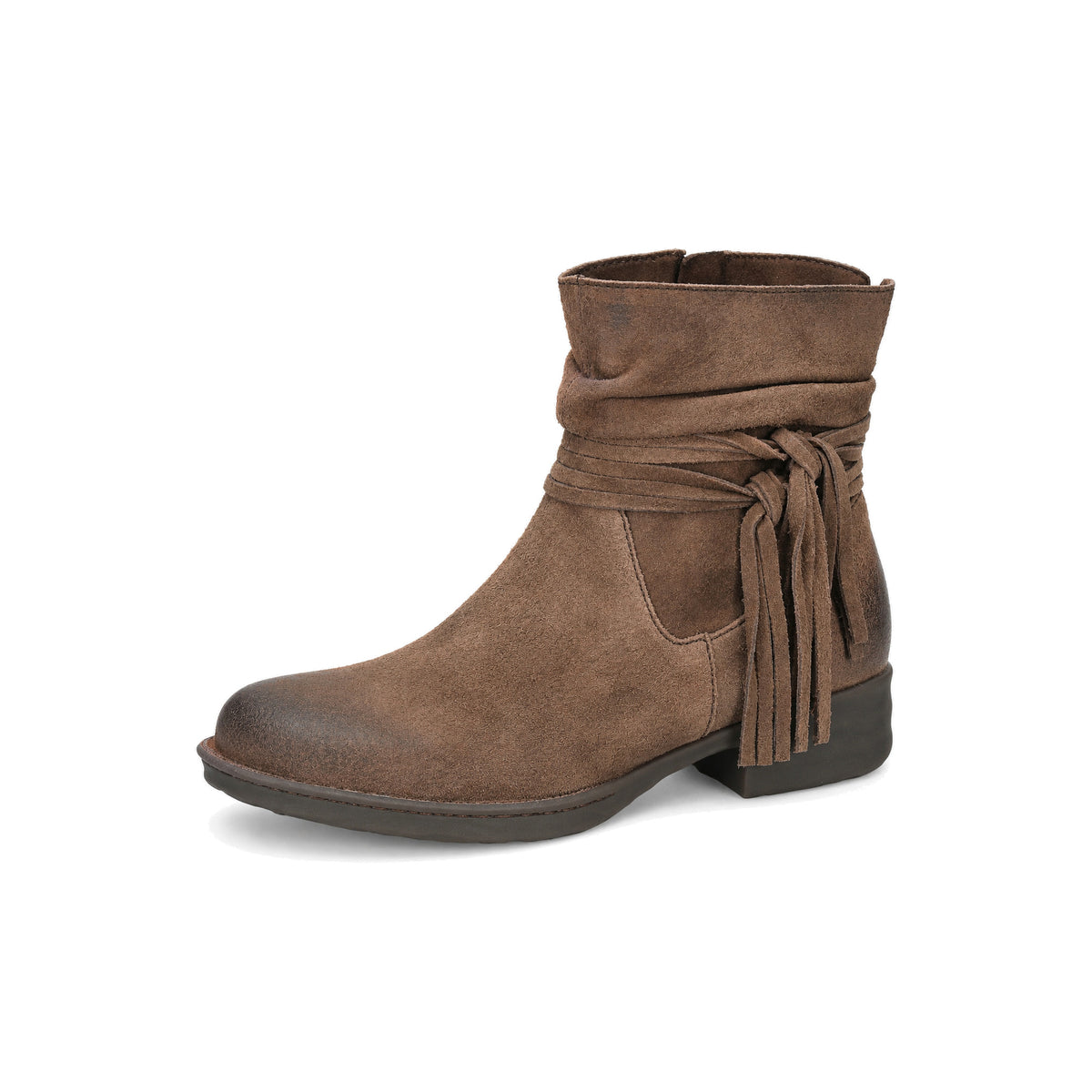BORN Women's Cross Western Fringe Ankle Boot - Dark Brown